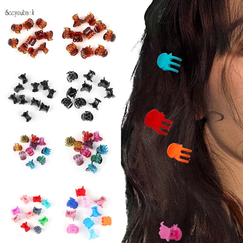 Set 10 Kẹp Tóc Nhựa Mini Nhiều Màu Sắc Thanh Lịch Dành Cho Nữ