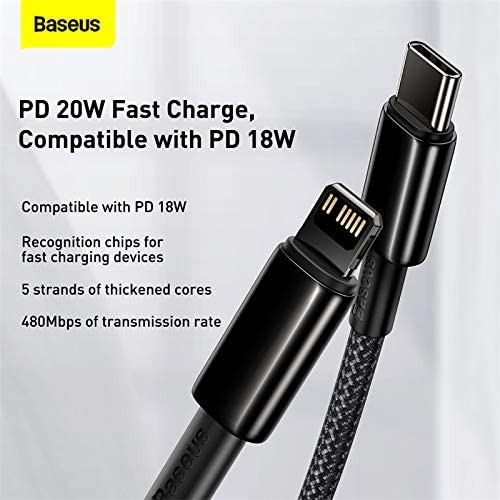 Cáp sạc nhanh iPhone 12, iPad Pro BASEUS CATLWJ USB-C ra Lightning Power Delivery 20W (bện nylon dài 1m & 2m)