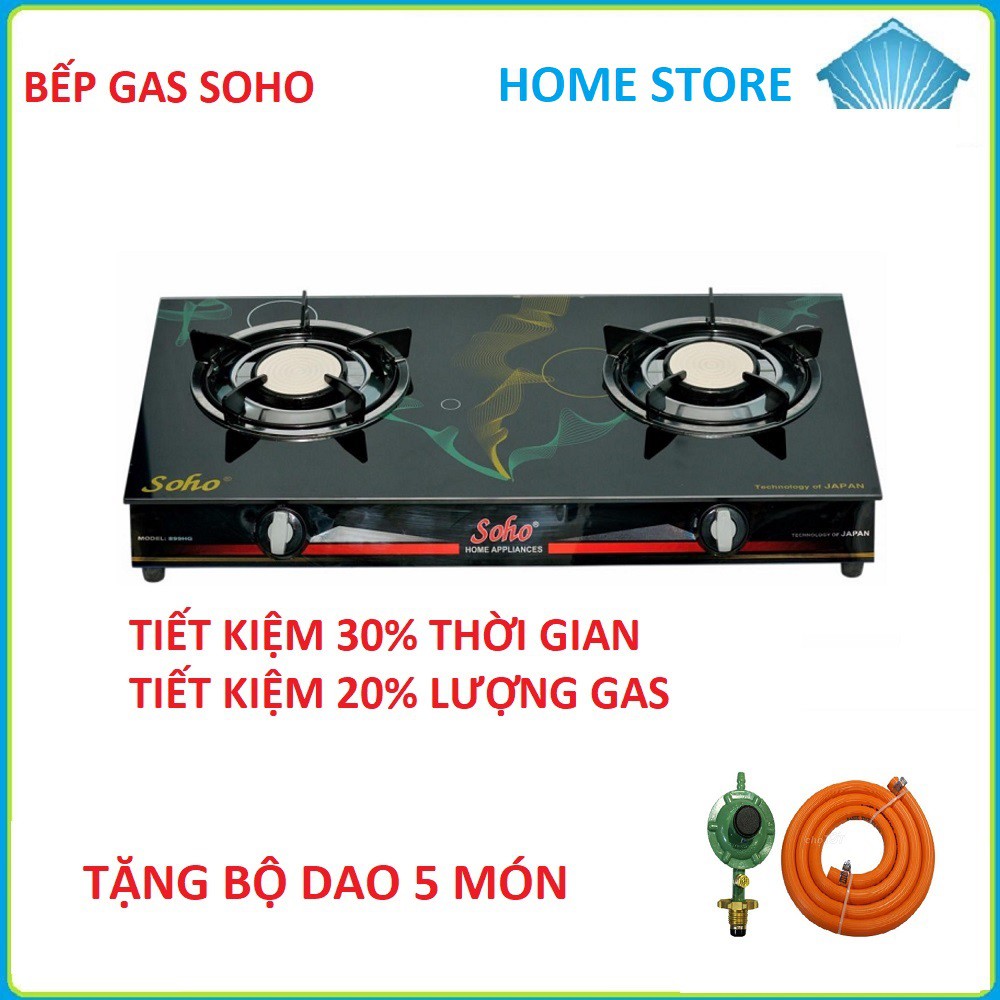 Bếp Ga Hồng Ngoại Mặt Kiếng SoHo SG -899HG - Tặng Bộ Dây Van Ga-Công Nghệ Mới giảm 30% Lượng ga - Bảo Hành 2 năm