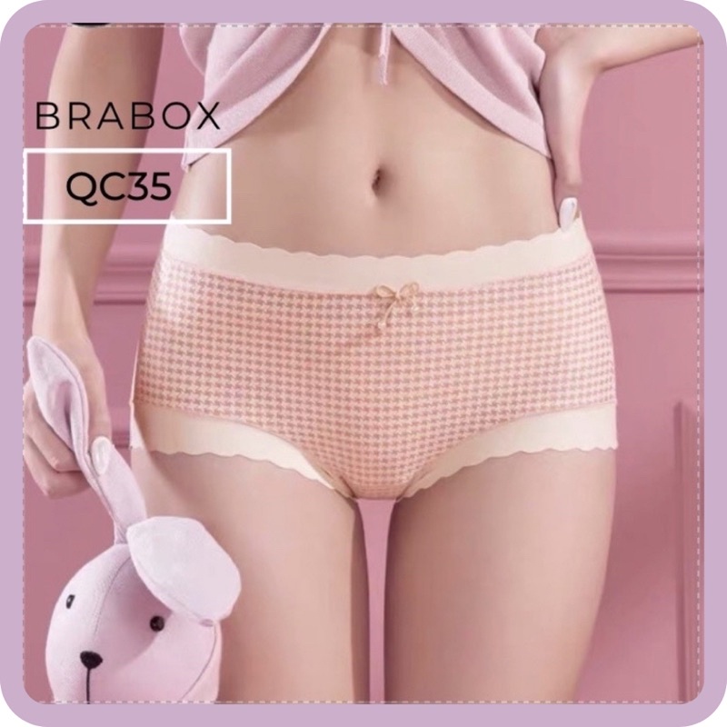 QUẦN LÓT COTTON CẠP CAO KHÔNG VIỀN ÉP LAZER, QUẦN LÓT NỮ BIGSIZE QC35 BRABOX (ảnh thật)