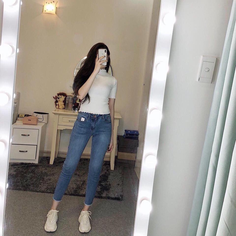 Quần Jean Nữ Cao Cấp Chất Co Dãn Mặc Cực Thích