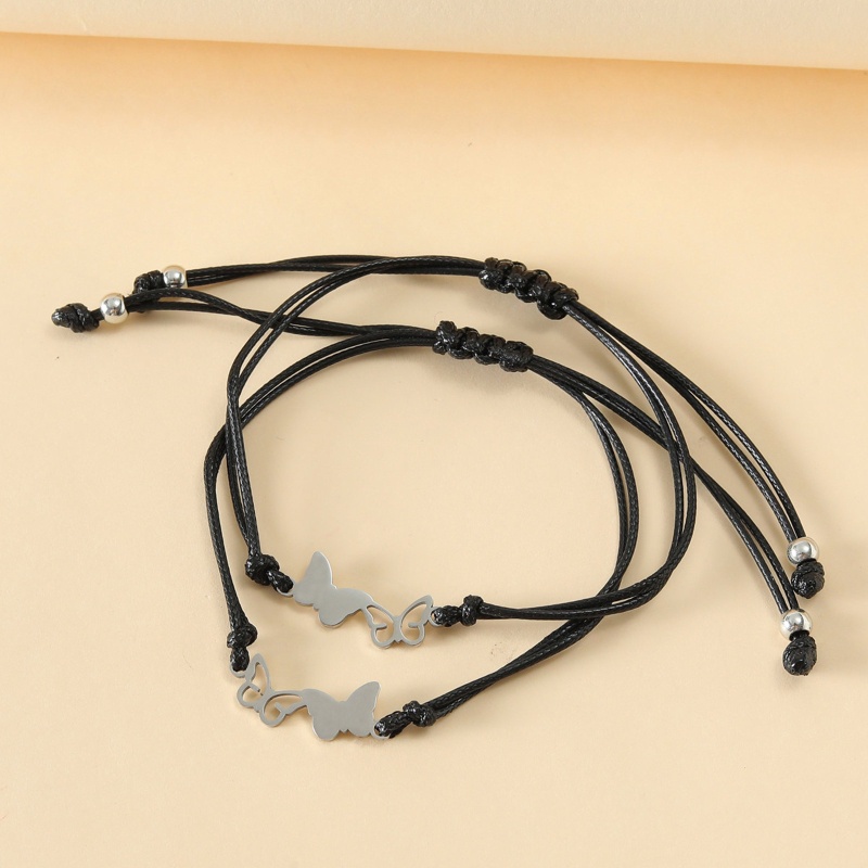 Bộ 2 / 3 Vòng Tay Bện Bằng Thép Không Gỉ Hình Bướm Sáng Tạo