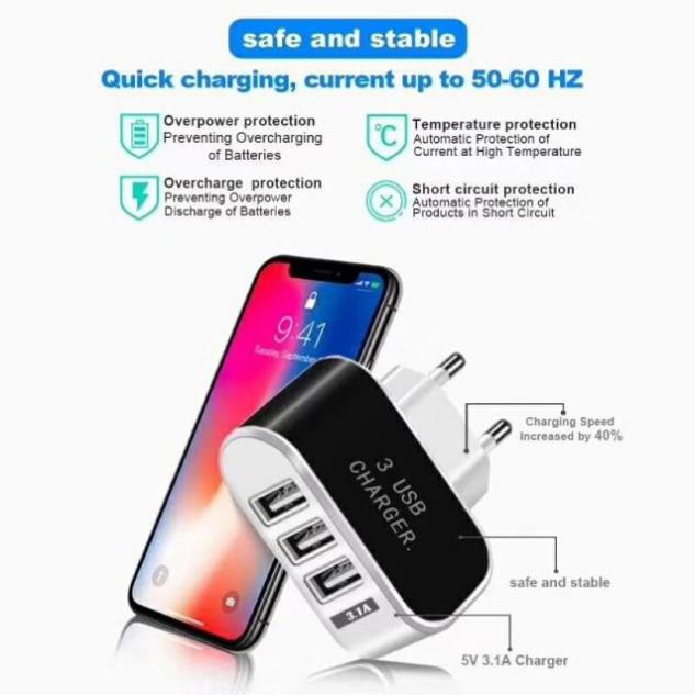 (Giá sale) Củ sạc 3 cổng USB | BigBuy360 - bigbuy360.vn