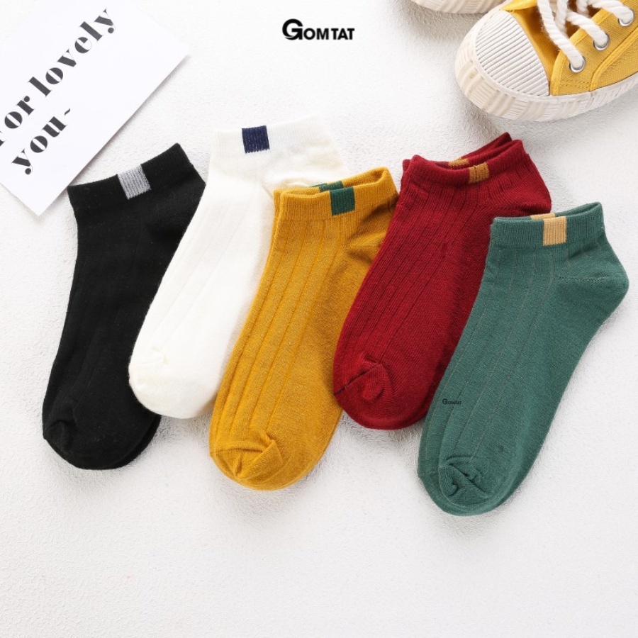 Set 10 đôi vớ nữ cổ ngắn GOMTAT dễ thương nhiều màu, chất liệu cotton cao cấp , thoán khí êm chân  -CB017