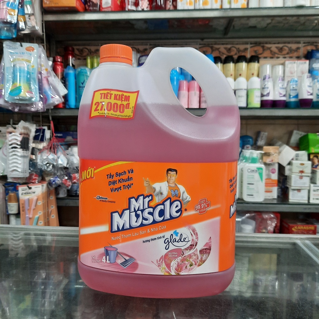 Nước Thơm Lau Nhà Diệt 99,9% Vi Khuẩn Mr Muscle Glade Hương Cỏ Hoa 4L(hàng chuẩn thơm lâu)