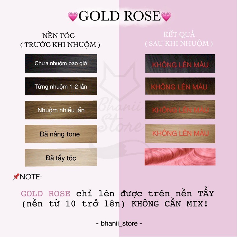 Thuốc nhuộm tóc Gold Rose, Vàng Hồng bhanii store