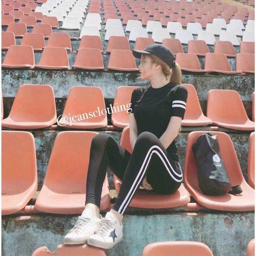 QUẦN LEGGING ĐEN VIỀN SỌC FORM TÔN DÁNG XỊN XÒ
