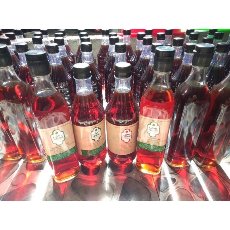 chai thuỷ tinh logo xanh 520ml nước mắm cốt nhỉ truyền thống phan rang Lâm Ngọc