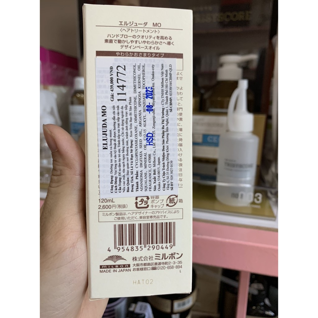 TINH DẦU ARGAN DƯỠNG PHỤC HỒI MILBON ELUJUDA MO JAPAN CHO TÓC TO SỢI 120ML