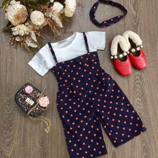 Set yếm ống rộng bé gái