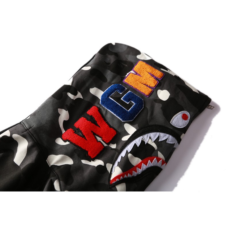 Bape Áo Hoodie Tay Dài In Hình Cá Mập / Chữ A Bathing Ape / Bầu Trời Sao Màu Dạ Quang Thời Trang Mùa Đông Cho Nam 20