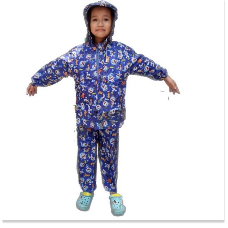 Áo mưa cho bé  🔖1 ĐỔI 1 🔖  Áo mưa bộ trẻ em, được thiết kế như bộ quần áo thông thường, tích thước gọn nhẹ 7824