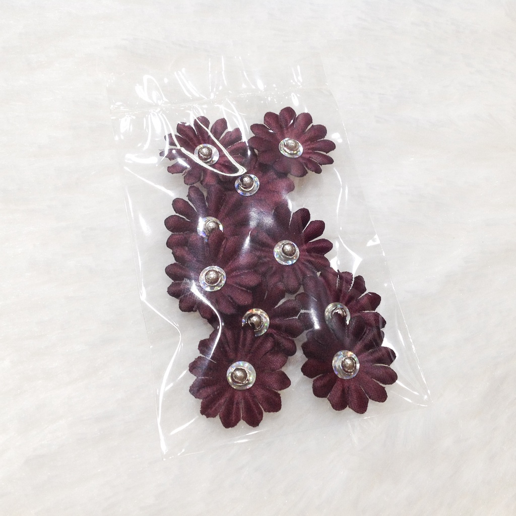 Gói hoa cúc vải đính cườm trai kết áo kim sa size 2.4CM trang trí váy đầm dài