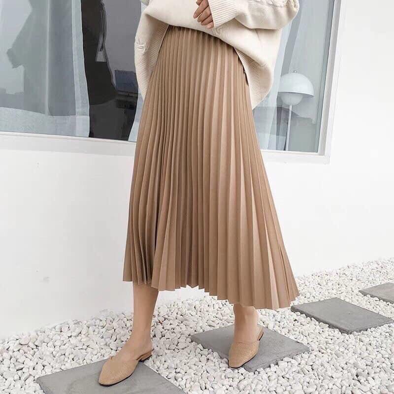 [Quà tặng là chun tóc nữ tính nhiều màu] Chân váy xếp ly dáng dài cạp chun vải silk cát Lucy Outfit thiết kế | BigBuy360 - bigbuy360.vn