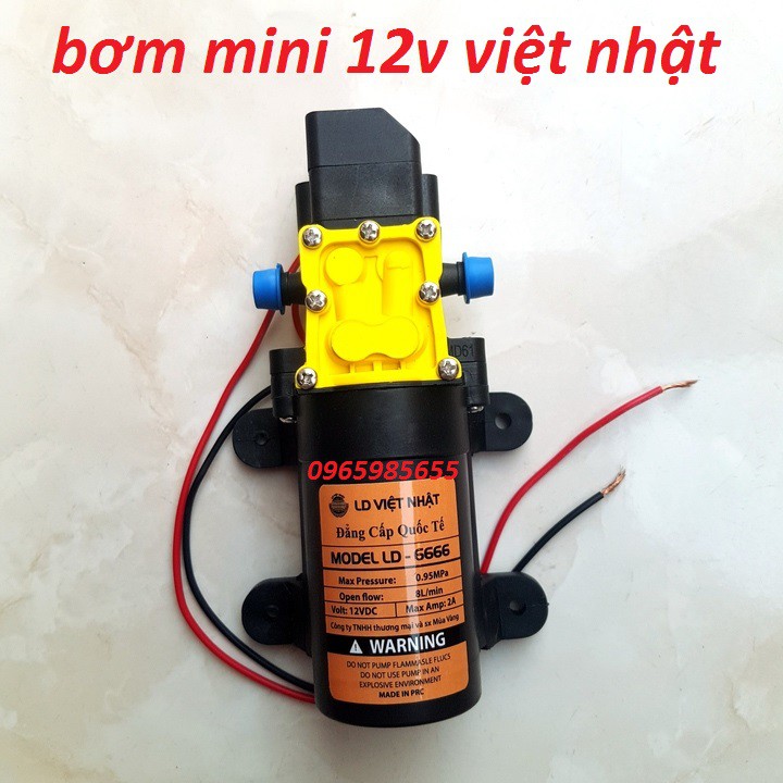 bơm mini 12v ống ra phi8 - bơm phun sương