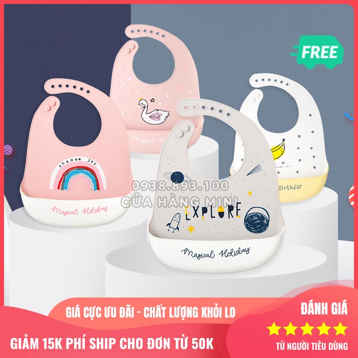 【CHẤT LƯỢNG】 Yếm Ăn Dặm Silicon Cho Bé Muslin Tree Siêu Bền Có Máng Hứng