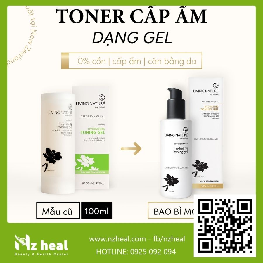 [Hỏa tốc] Toner cấp ẩm da dầu mụn Living Nature Hydrating Toning Gel 120ml