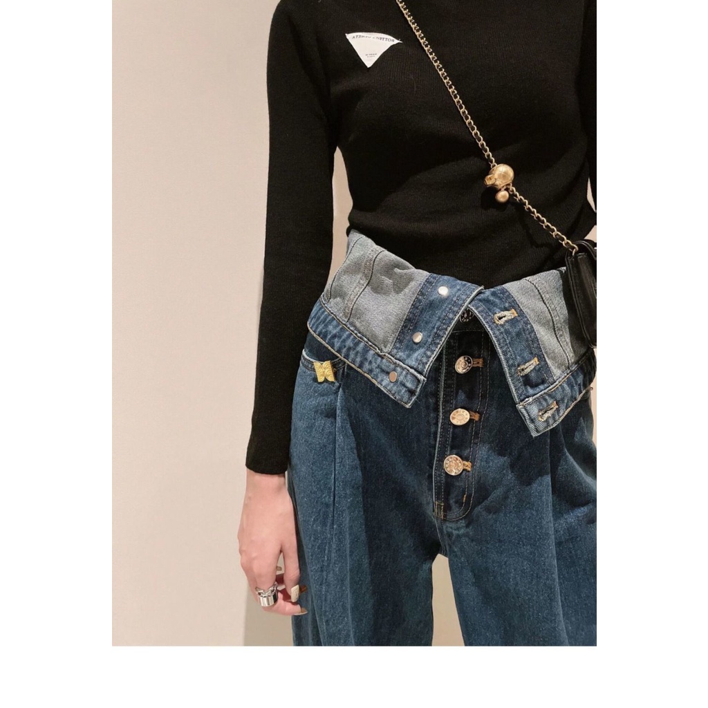 [Phong Cách Mới] Quần Jean Ống Rộng Thẳng Lưng Cao Size Lớn Phong Cách Mùa Xuân Mới Dành Cho Nữ Size Lớn