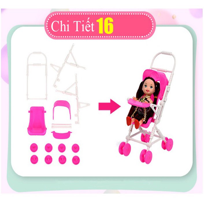 Set Bộ Phụ Kiên 98 Chi Tiết Đồ Chơi (Bộ Sofa) + Tặng Búp 02 Búp Bê Chibi