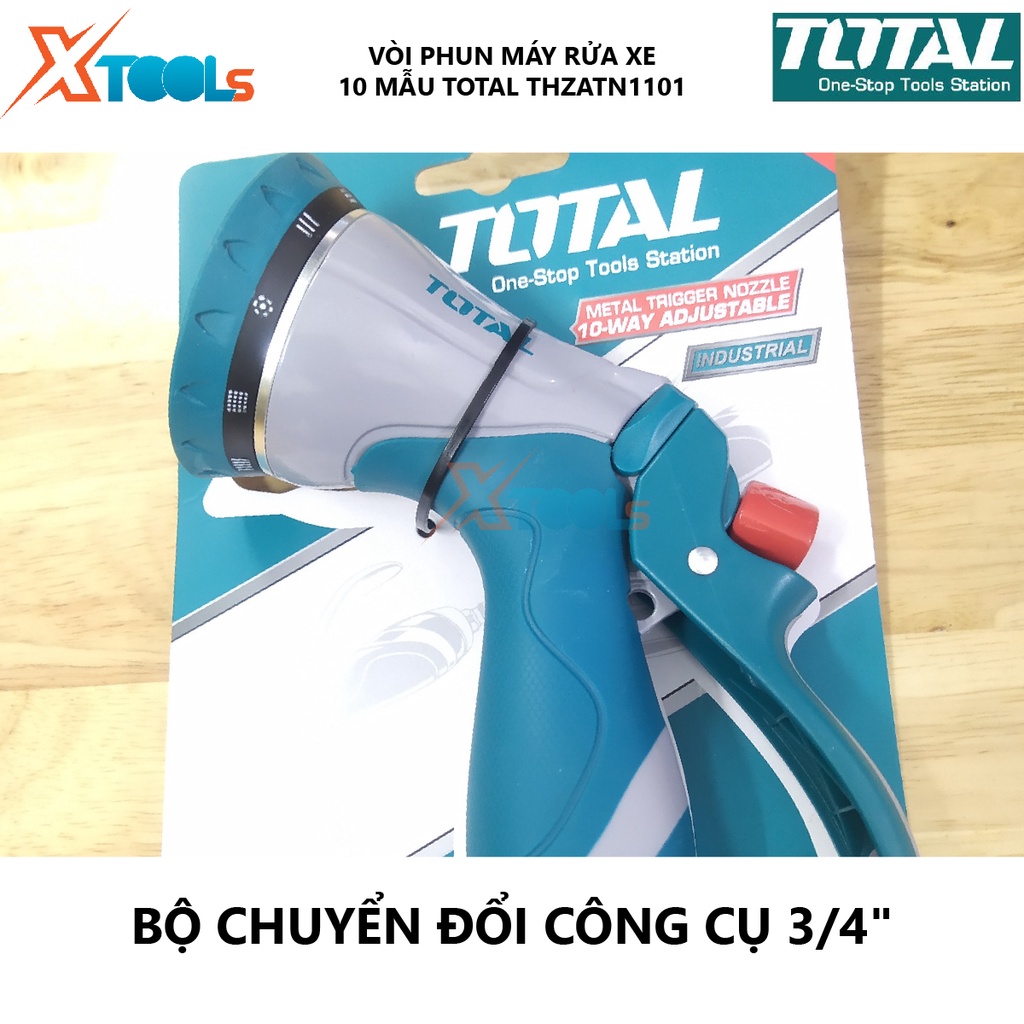 Vòi phun máy xịt rửa TOTAL THZATN1101 vòi xịt phun nước 10 tia Kích thước 14*7*18.3cm Chất liệu TPR + ABS + Hợp kim nhôm