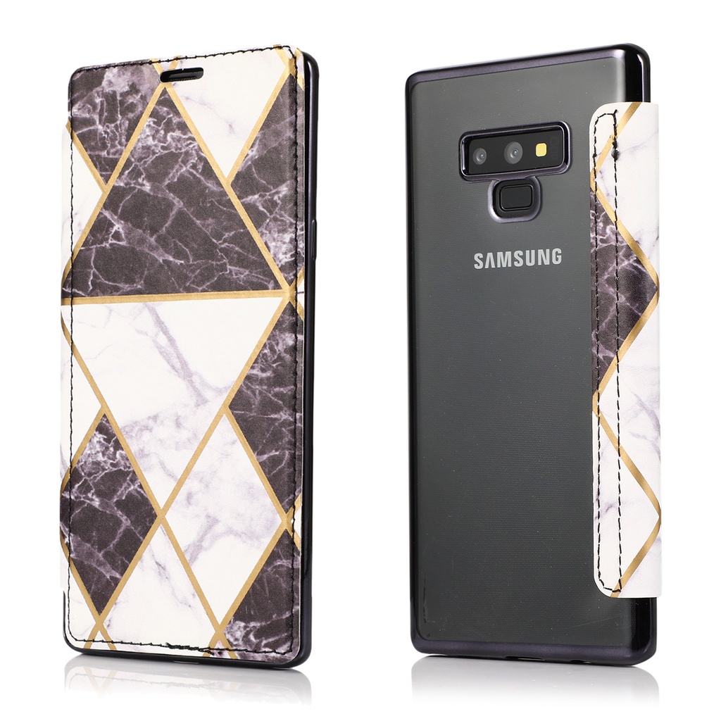 Bao da điện thoại PU nắp lật vân đá cẩm thạch có ngăn thẻ cho Samsung Galaxy S10 S9 S8 Plus S10+ S9+ S8+ S10E Note 9 8