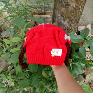 MŨ LEN TẾT BÍM TÓC 2 BÊN CHO BÉ GÁI