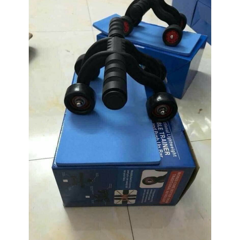 Con Lăn Tập Bụng 4 Bánh Cao Cấp Tập Cơ Bụng Hiệu Quả - Dụng Cụ Tập Thể Thao Cho Vòng 1 Thon Gọn và Săn Chắc