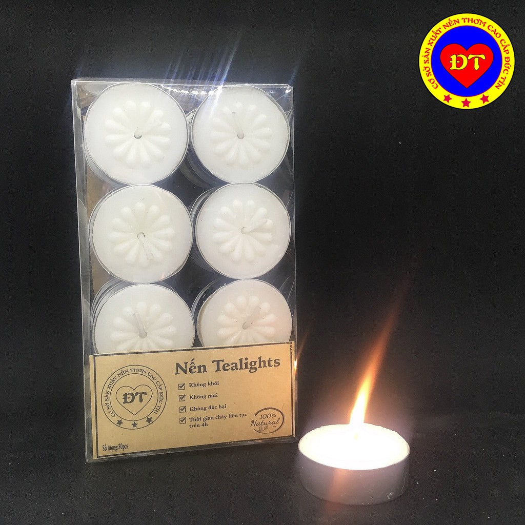 Nến tealight cháy trên 4h không khói không mùi cao cấp Đức Tín an toàn cho người sử dụng