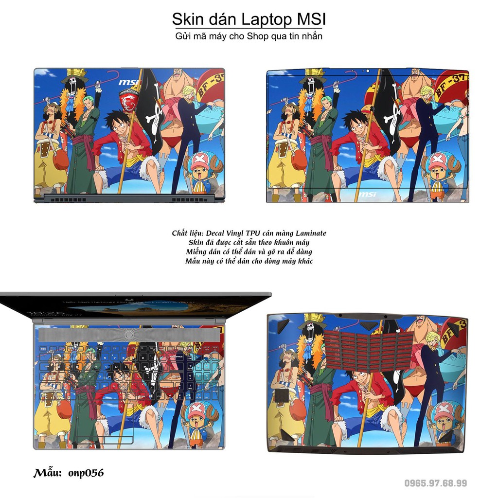 Skin dán Laptop MSI in hình Vua hải tặc (inbox mã máy cho Shop)