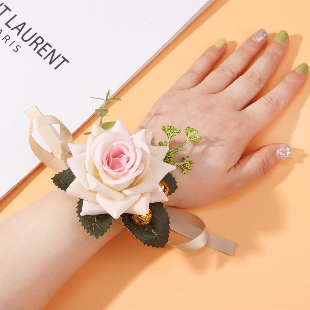 NIUYOU Vòng Tay Hoa Giả Trang Trí Hoa Thời Trang Cho Cô Dâu