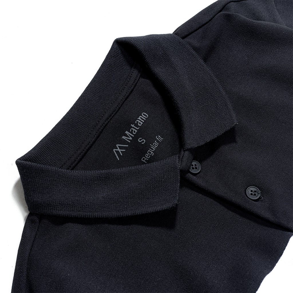 Áo thun polo nam đen có cổ đẹp MATANO - Áo phông polo nam cổ trụ bẻ, vải cá sấu cotton cao cấp, phối màu kẻ ngang 024 | BigBuy360 - bigbuy360.vn