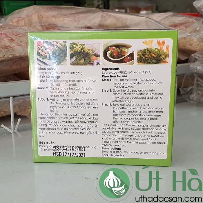 Rong Nho Tách Nước SeA-VIET Hộp 11 Gói Nhỏ Rong Nho Tươi Giòn Ngon - Út Hà Đặc Sản