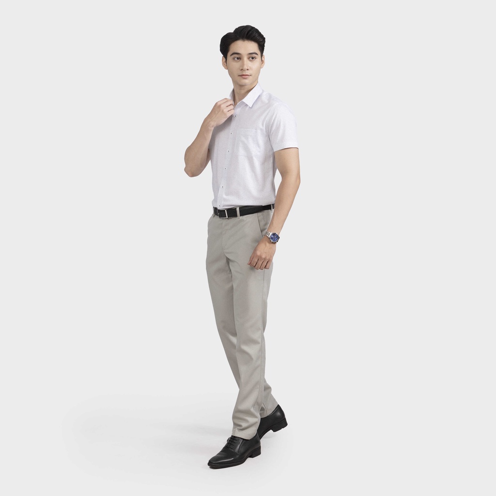 [MẪU MỚI] Áo sơ mi nam ngắn tay ARISTINO họa tiết trắng in chấm xanh lịch lãm, nhã nhặn- ASS066S2