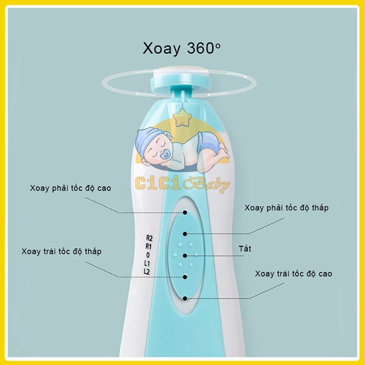 Máy cắt móng tay điện đa năng cho bé, máy dũa móng an toàn cho cả gia đình - Cicibaby bảo hành 6 tháng