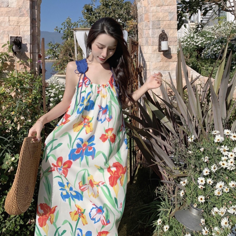 Đầm Maxi Dáng Rộng Trễ Vai In Họa Tiết Thời Trang Mùa Hè Quyến Rũ Cho Nữ