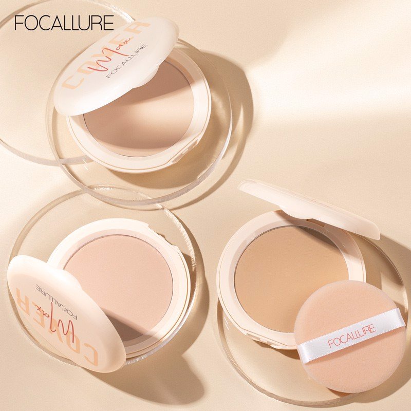 Phấn Nén Kiềm Dầu Mịn Da FOCALLURE Cover Max Two Way Cake Pressed Powder