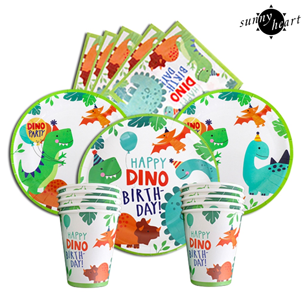 Set 1 Bộ Khăn Trải Bàn Ăn Sử Dụng 1 Lần In Họa Tiết Khủng Long Hoạt Hình Tiện Dụng Cho Tiệc Cưới