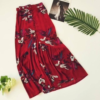 Chân váy cạp cao hoạ tiết Vintage (màu vàng/ đỏ)