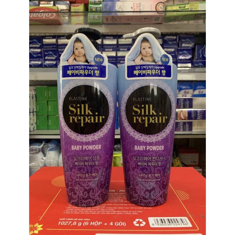 Bộ Đôi Gội + Xả Chăm Sóc Tóc Và Nuôi Dưỡng tóc Elastine Silk Repair 550ml/1chai