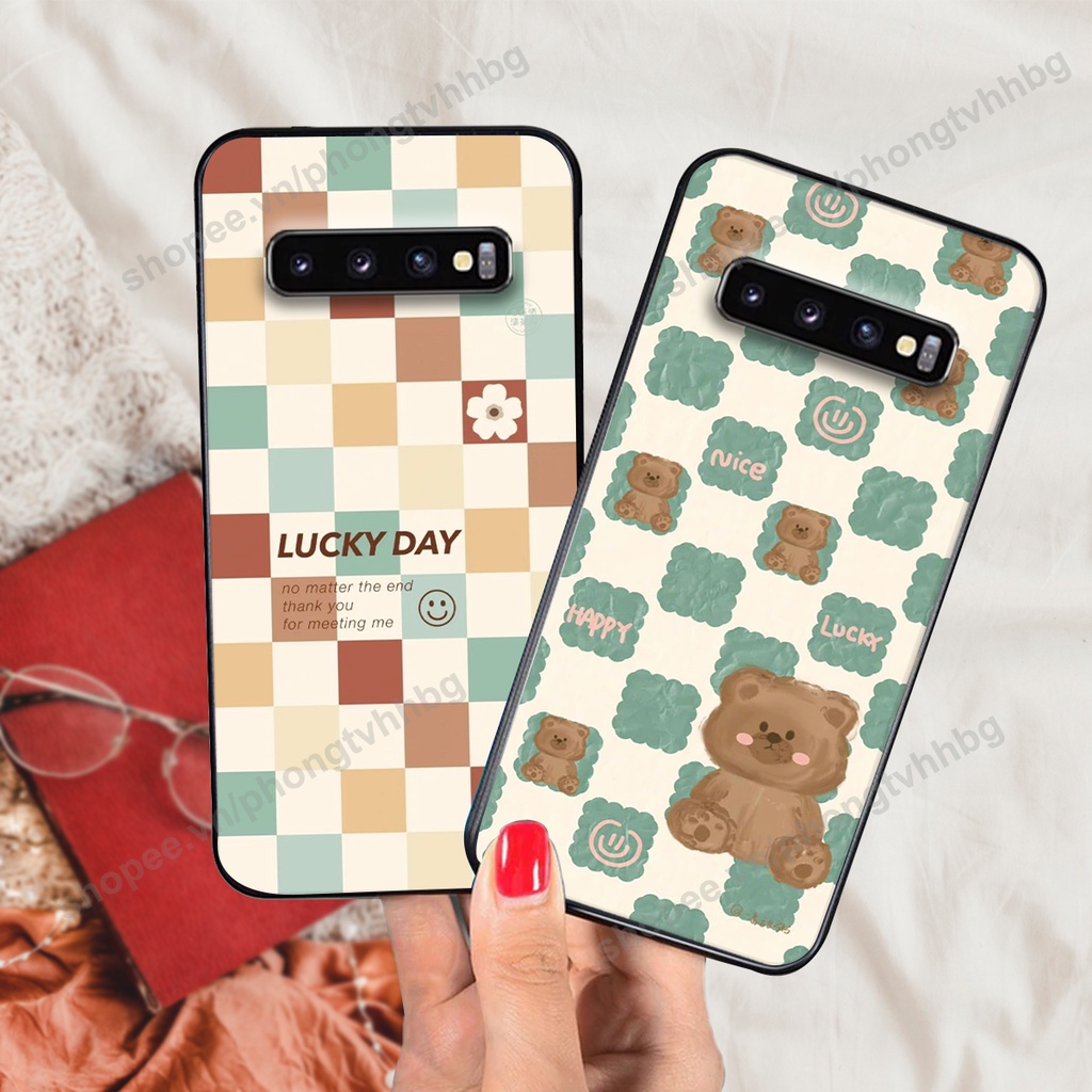 Ốp lưng Samsung S10 / S10 5G / S10 Plus / S10+ / S10e in mẫu gấu bo viền , smile mặt cười cực cute đẹp