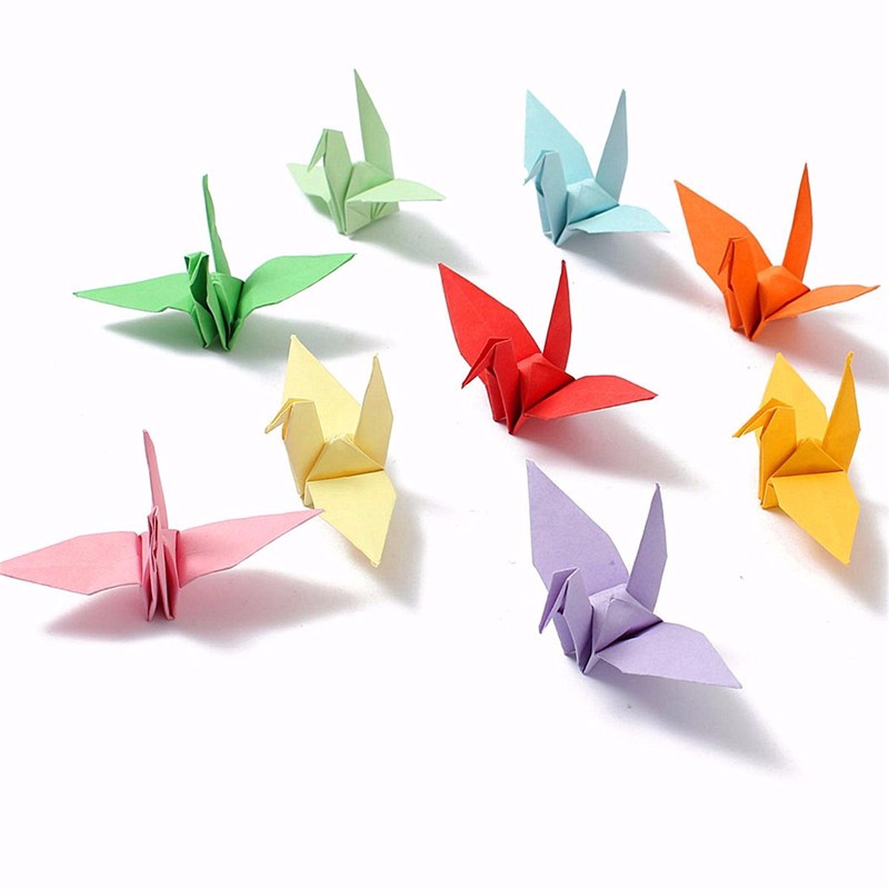 Set 100 Tờ Giấy Xếp Origami 10cm / 15cm Hai Mặt Nhiều Màu Sắc