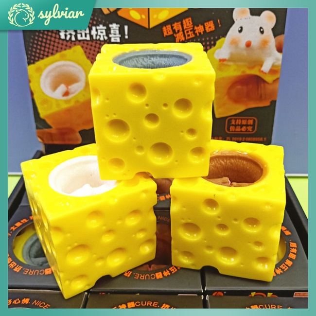 [sylviar] Đồ Chơi Cốc Đựng Bút Hình Chú Chuột Phô Mai Mềm Mại Giảm Căng Thẳng Đa Năng