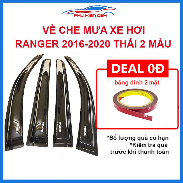 Vè mưa Ranger 2016-2017-2018-2019-2020 vè đen thái 2 màu che  mưa bảo vệ trang trí xe