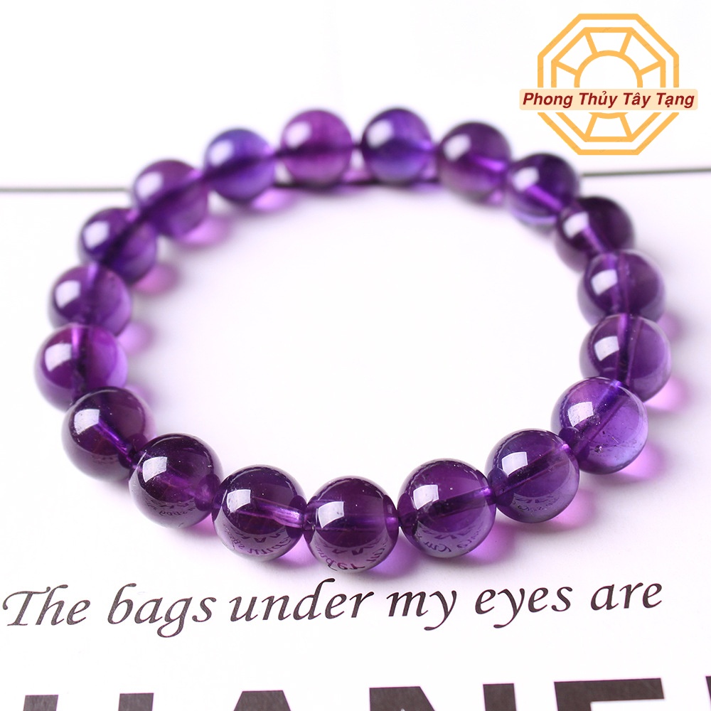 Vòng tay phong thủy màu tím may mắn sang trọng nữ mệnh Hỏa Thổ size 6 8 10li tặng hộp gỗ cao cấp - Phong Thủy Tây Tạng