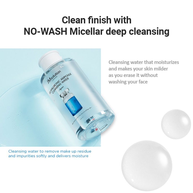 Nước tẩy trang hyaluronic ampoule JM Solution H9 500ml / JM solution H9 hyaluronic ampoule cleansing water 500ml