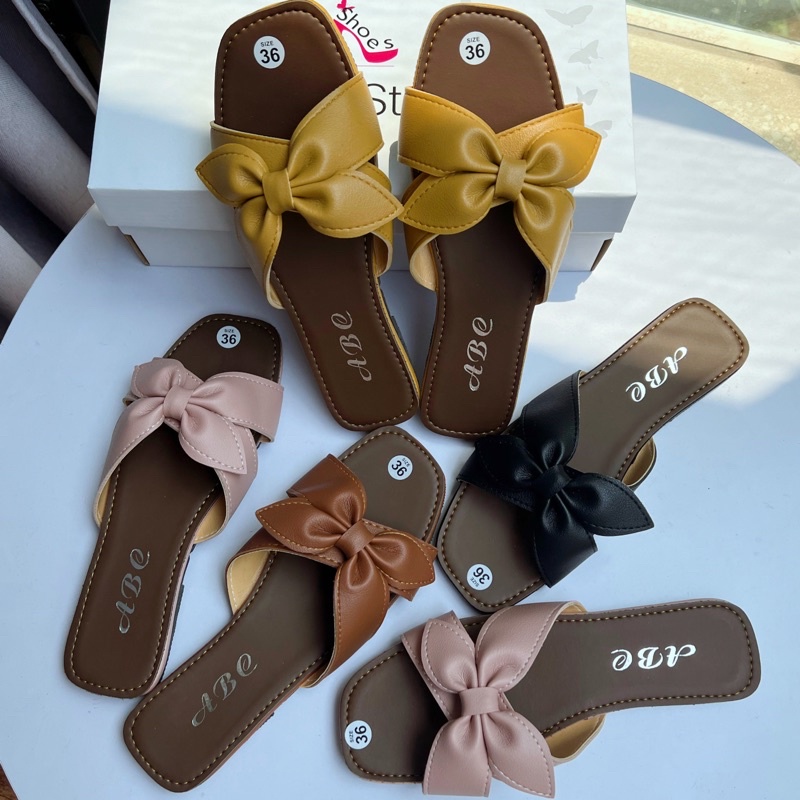 Dép nữ da lì quai nơ chéo, dép lê nữ đẹp đế bệt xinh xắn dễ phối đồ nữ đi biển, đi làm đi chơi ( Ảnh thật kèm video)