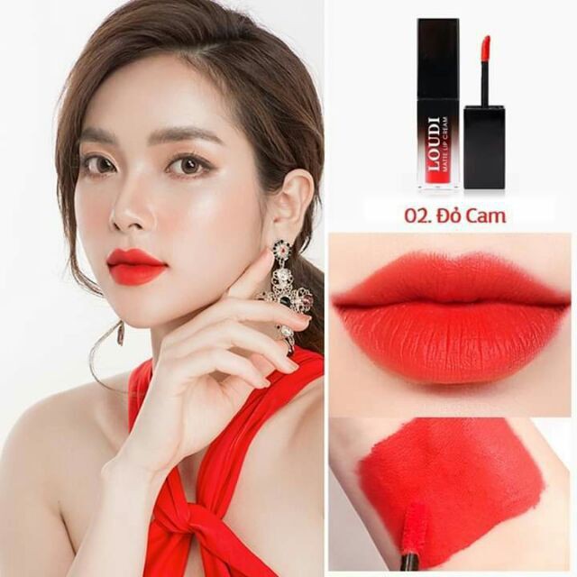 Son Lì Không Chì Loudi Màu Đỏ Cam Số 2