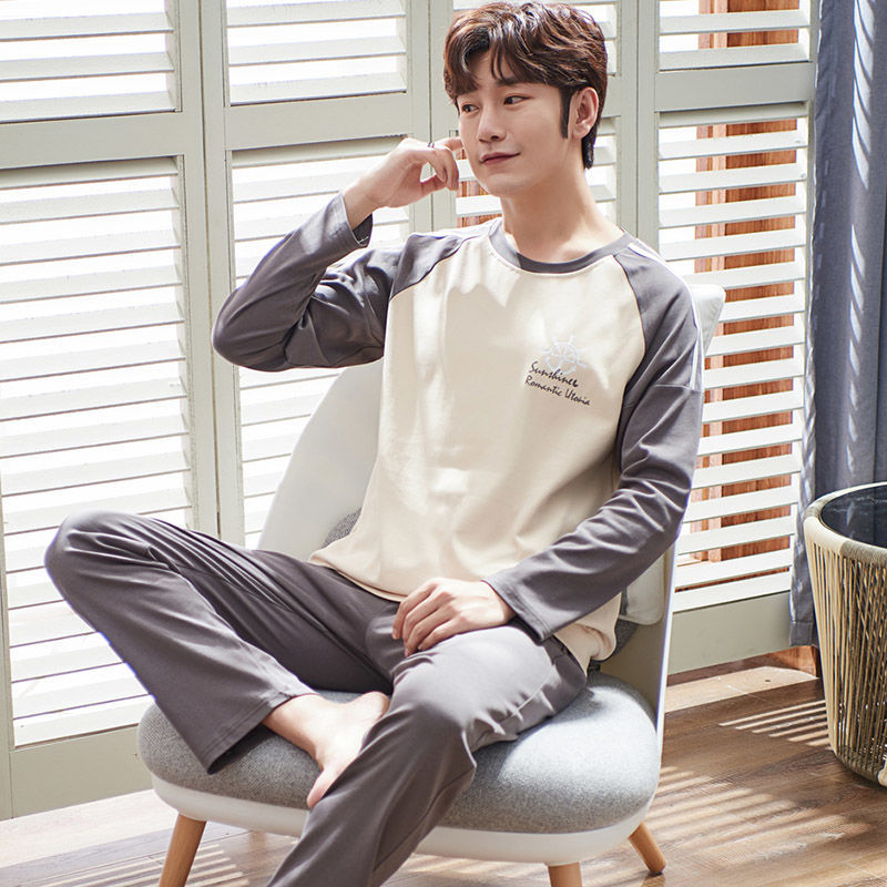 Bộ đồ ngủ pyjama tay dài thời trang thu đông trẻ trung thường ngày có size lớn cho nam đồ mặc nhà Váy ngủ thu đông lụa cặp đôi cao cấp nam áo nữ đồ bộ pyjama pijama Đồ ngủ đôi