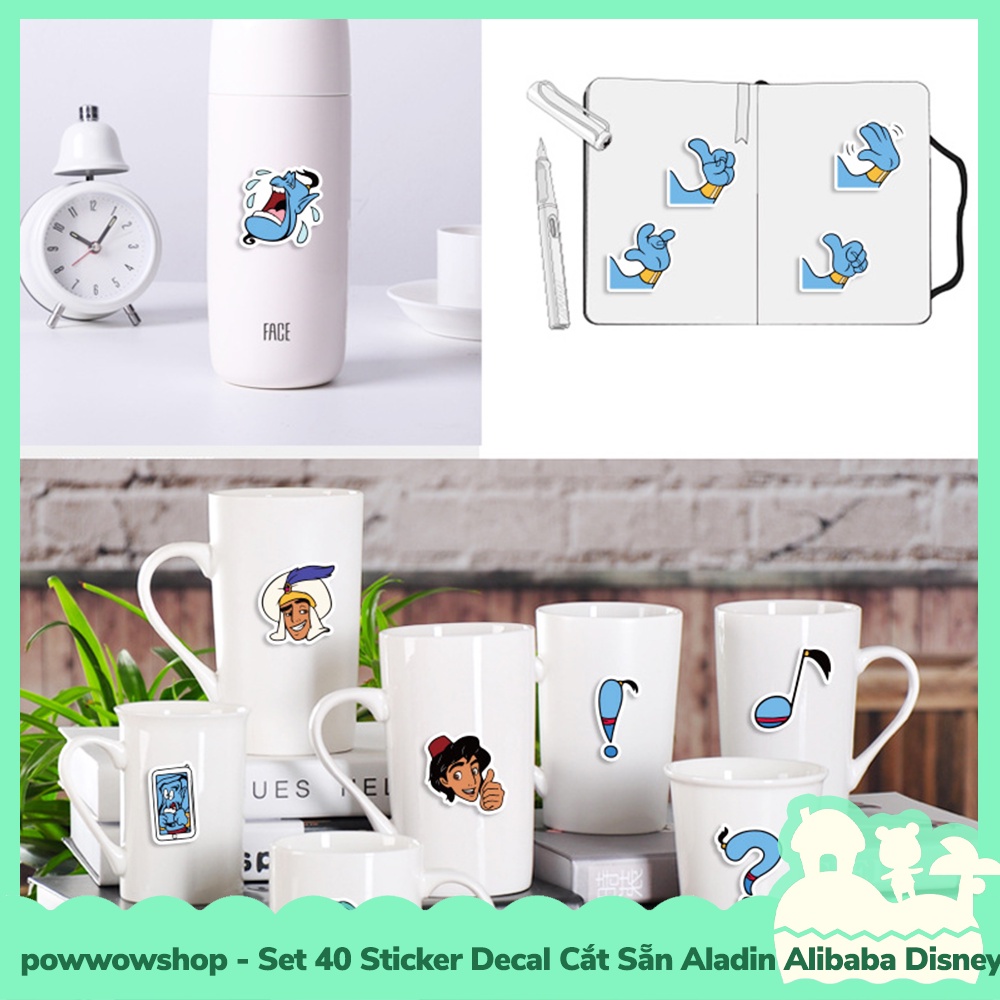 [Sẵn VN - Hỏa Tốc] Set 40 Sticker Mini Decal Dán Trang Trí Vật Dụng Mẫu Aladin Alibaba Disney