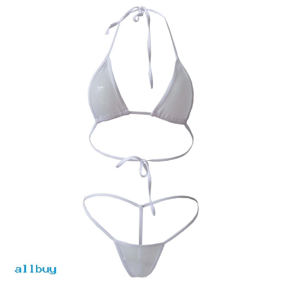 Bộ Đồ Bơi Bikini 2 Mảnh Màu Sắc Trơn Với Quần Lọt Khe Mini Dành Cho Nữ